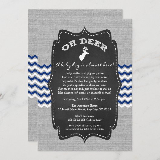 オディアバックベビースプリンクルネービーグレイホワイト 招待状 (正面/裏面)