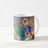 オディロン・ルドンの抽象的な花の背景 コーヒーマグカップ (正面右)