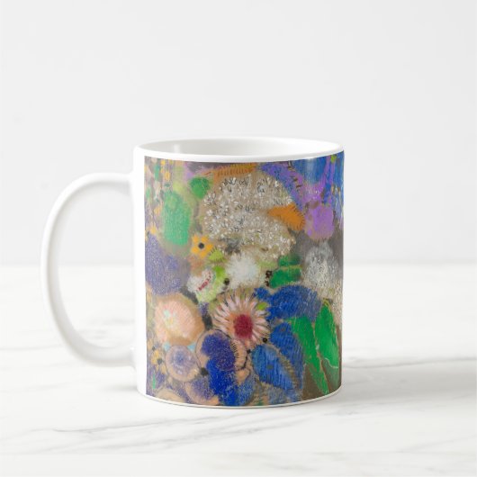 オディロン・ルドンの抽象的な花の背景 コーヒーマグカップ (左)