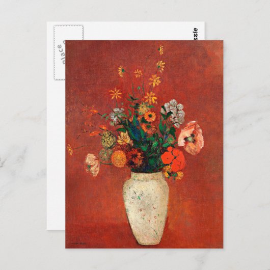 オディロン・ルドン - 中国風の花瓶の花束 ポストカード (正面/裏面)