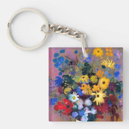 オディロン・ルドン 花の白い花瓶 キーホルダー (正面)