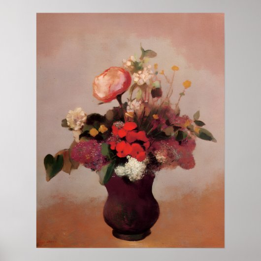 オディロン・ルドン - 茶色の花瓶の花, ポスター (正面)