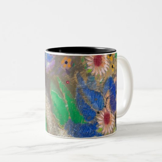 オディロン・レドンの抽象芸術の花背。 ツートーンマグカップ (正面右)