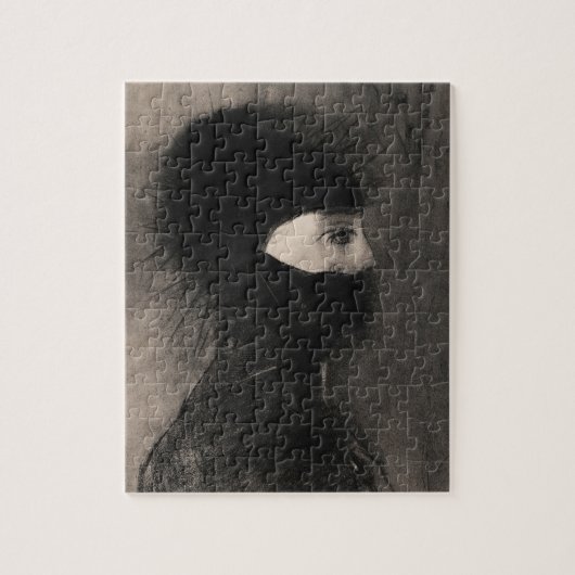 オディロン・レドン。アーマー。ダークウーマン顔。象徴主義 ジグソーパズル (縦)
