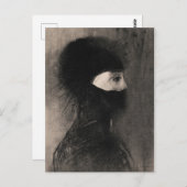 オディロン・レドン。アーマー。ダークウーマン顔。象徴主義 ポストカード (正面/裏面)