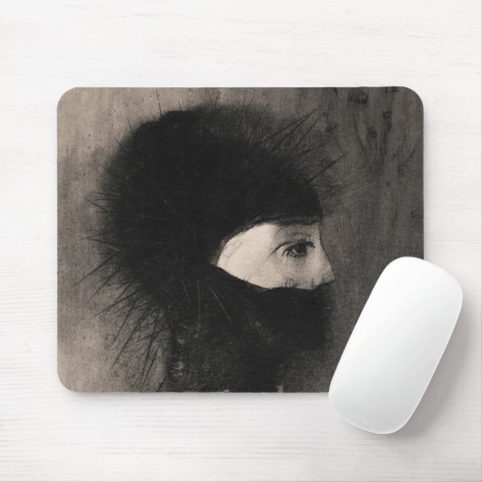 オディロン・レドン。アーマー。ダークウーマン顔。象徴主義 マウスパッド (マウス)