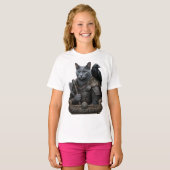 オディンのロシアンブルーの猫 Tシャツ (正面フル)