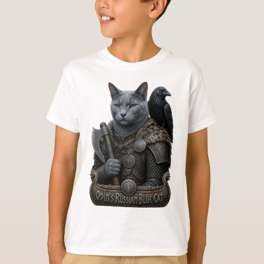オディンのロシアンブルーの猫 Tシャツ (正面)