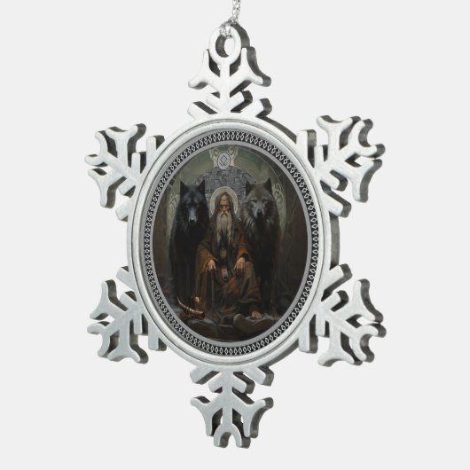 オディンズウォルフオーナメント スノーフレークピューターオーナメント (右)