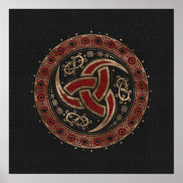 オディンズホルンブラック&レッドレザーと金ゴールド ポスター