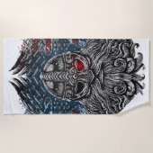 オディンラヴェンスと剣バイキング神話USA国旗 ビーチタオル (正面)