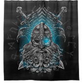 オディンラヴェンスバイキング神話ヴァルハラが待つ シャワーカーテン (正面)