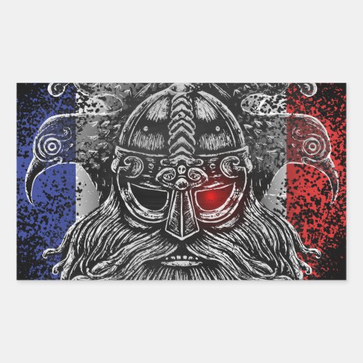 オディンラヴェンス剣バイキング神話フランス国旗 長方形シール (正面)