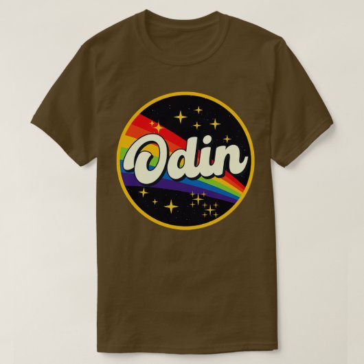 オディンレインボーイン宇宙ヴィンテージスタイル Tシャツ (デザイン正面)