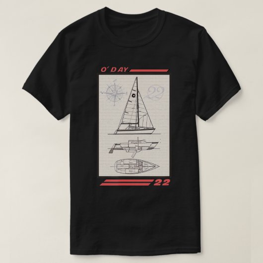 オデイ22帆船ラインスケッチ Tシャツ (デザイン正面)