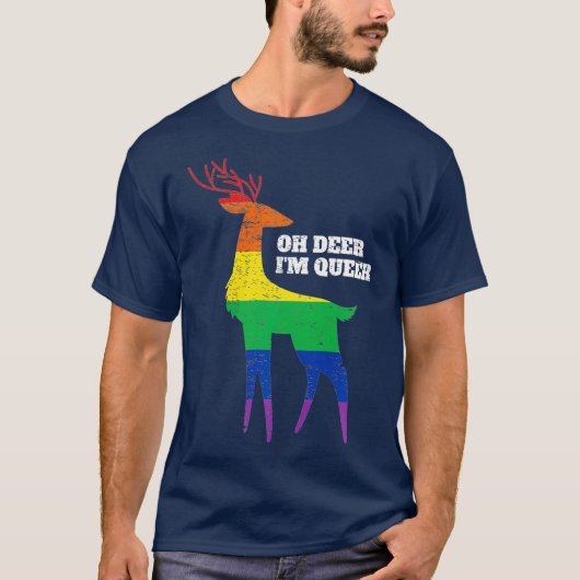オデオ 私はクィア LGBT レインボー ゲイ プライド Tシャツ (正面)