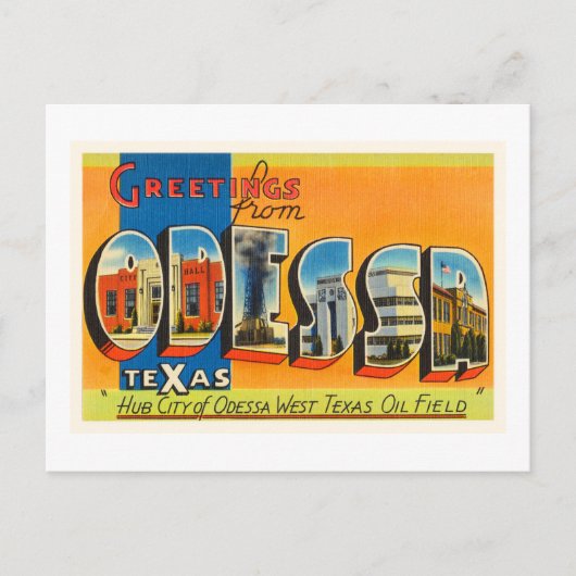 オデッサテキサス州TXオールドヴィンテージトラベル土産 ポストカード (正面)