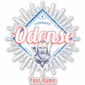 オデンセスシティデンマークレトロバイキングヴィンテージ土産 シール (正面)
