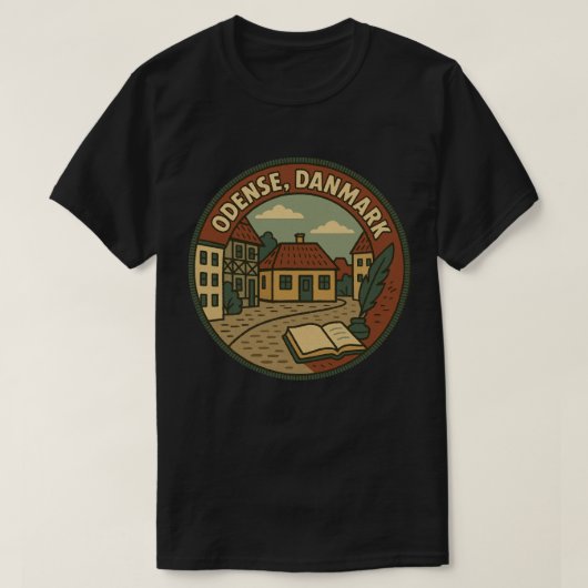 オデンセ デンマーク 文学 Tシャツ (デザイン正面)