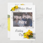 オトギリソウによって混ぜられる家族写真の結婚式 招待状 (正面/裏面)