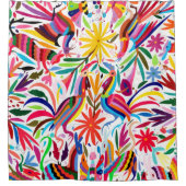 オトミカラフルプリント、フローラ/動物パターン シャワーカーテン (正面)