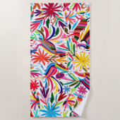 オトミカラフルプリント、フローラ/動物パターン ビーチタオル (正面)