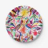 オトミカラフルプリント、フローラ/動物パターン ペーパープレート (正面)