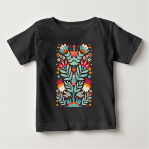 オトミフラワーパターンメキシカンフローラルアート ベビーTシャツ