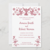 オトミ、メキシコ、ピンク、花、鳥のお知らせ 案内状 (正面)