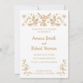 オトミ、メキシコ、ベージュ、花と鳥 案内状 (正面)