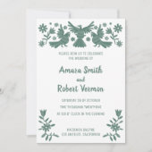 オトミ、メキシコ、緑、花、鳥のお知らせ 案内状 (正面)