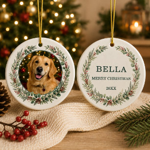 オドペットクリスマスのフォトギフト セラミックオーナメント