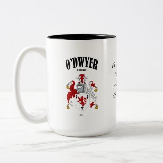 オドワイヤー家紋、翻訳と意味 ツートーンマグカップ (左)