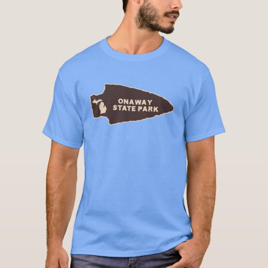 オナウェイ州立公園 ミシガン州 ミシガン州 田舎風の矢じり Tシャツ (正面)