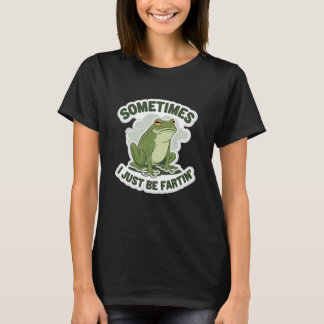 オナラを我慢してるカエルTシャツ おもしろ ジョーク Tシャツ
