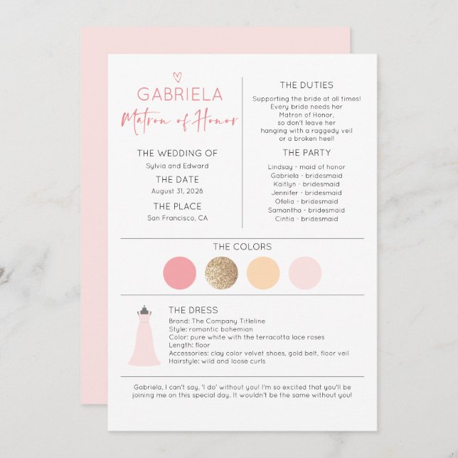 オナーの提案と情報の詳細 (正面/裏面)