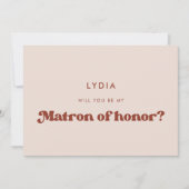 オナースタイリッシュカードのレトロなピーチピンクマトロン 招待状 (正面)