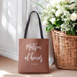 オナーテラコッタブラウン結婚ズのマトロン トートバッグ<br><div class="desc">Matron of Honor Tote Bag in Terracotta Brownのブライダルパーティ、ブライダルシャワー、バチェロレッテ。以下のコレクションでこのデザインを使用して他の製品をチェック。</div>