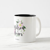 オナーピンクフローラ水彩色結婚のマトロン ツートーンマグカップ (正面右)