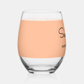オナーモノグラム結婚の桃のマトエレガントロン ステムなしワイングラス (右)