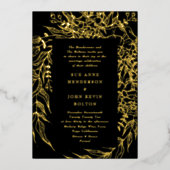 オニエレガントックスブラックタキシード金ゴールドリース結婚ズ 箔招待状 (正面)