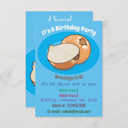 オニオンカートゥーンイラストレーション 招待状 (正面/裏面)