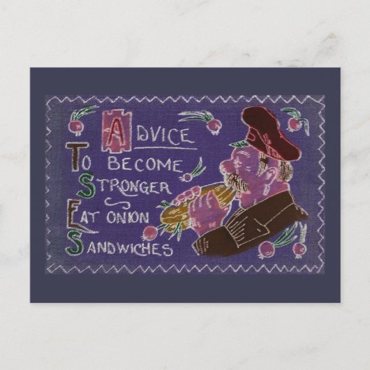 オニオンサンドで健康的食べ物なヴィンテージ ポストカード (正面)