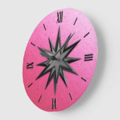 オニキスのコンパスバラ-バラクォーツの背景 ラージ壁時計 (傾斜)