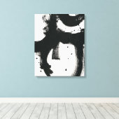 オニキスのジェスチャー – 黒いストロ絵を描ック キャンバスプリント (インサイチュ (ウッドフロア))