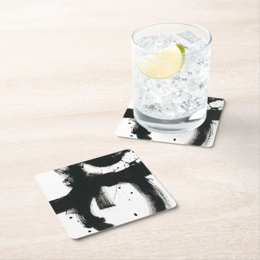 オニキスのジェスチャー – 黒いストロ絵を描ック スクエアペーパーコースター (インサイチュ)