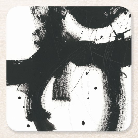 オニキスのジェスチャー – 黒いストロ絵を描ック スクエアペーパーコースター (正面)