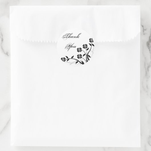 オニキスフローラスワールありがとうステッカー ラウンドシール (バッグ)