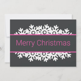 オニキスブラック、ピンクとホワイトの雪の結晶 シーズンカード