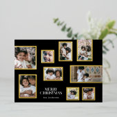オニキス写真コラージュのフレームモダンメリークリスマス 箔シーズンカード (立ち正面)